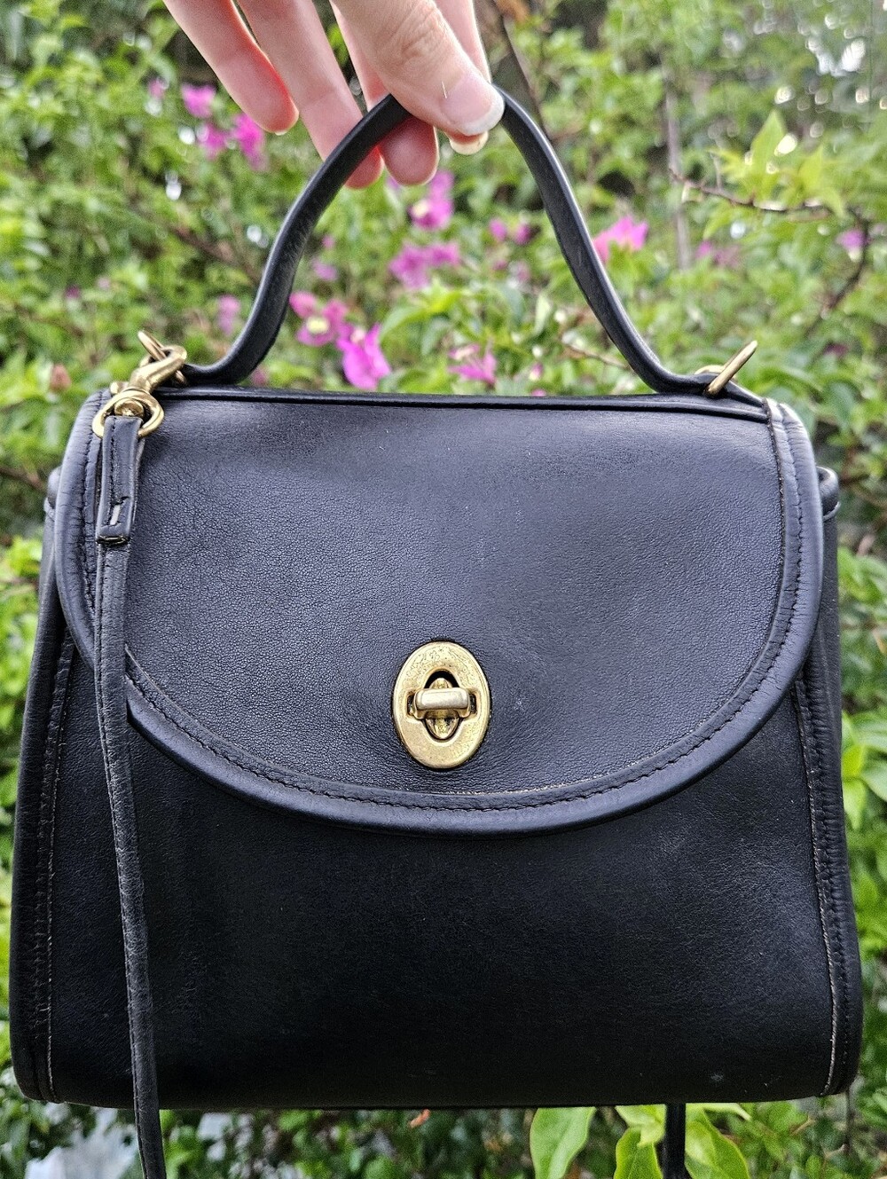Vintage COACH REGINA Black Leather Crossbody Satchel Bag Handbag Purse 9983 USA